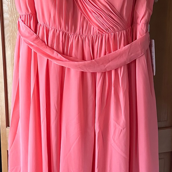 Stacees A line V Neck Sleeveless With Pleated Waistband Split - Picture 7 of 9